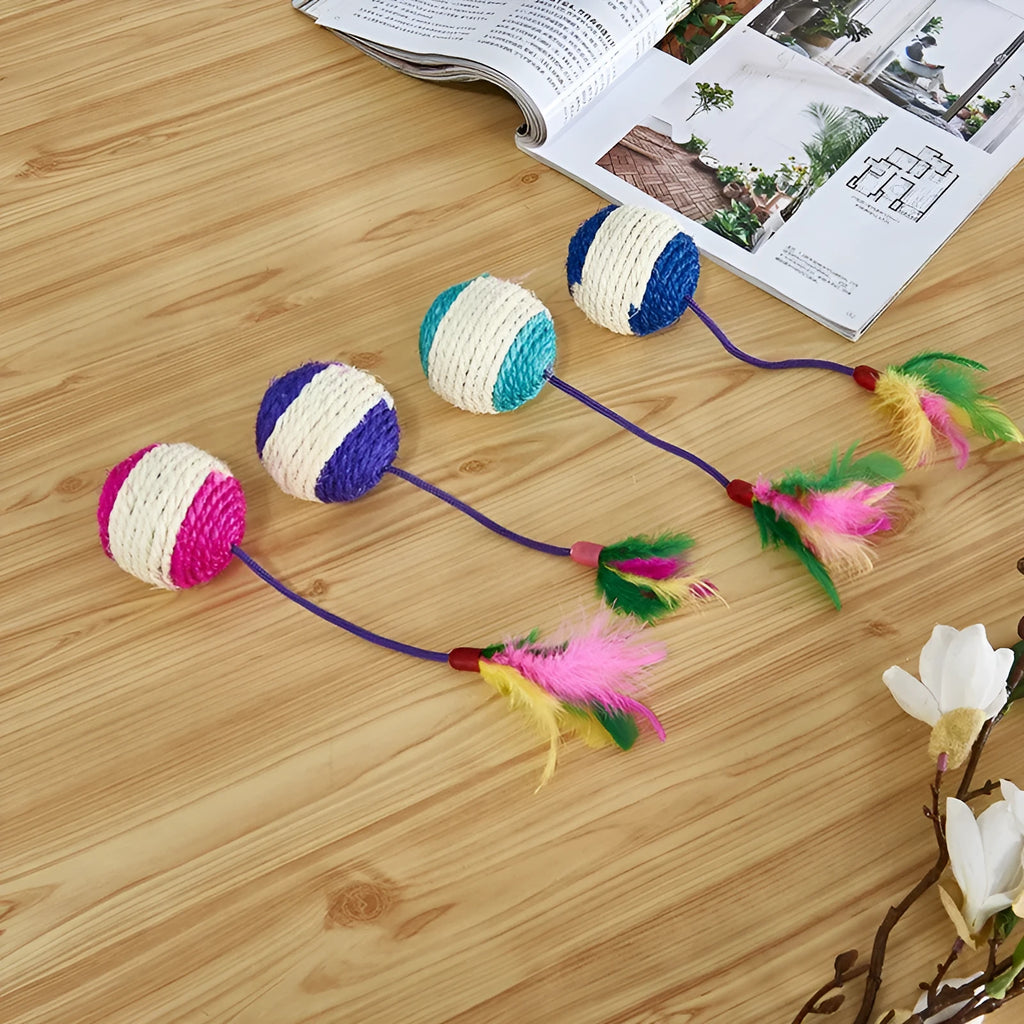 Sisal ball cat toy made of paper, 20x4.5cm, for teeth grinding and claw sharpening, random colour