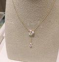 Sterling silver 925 K gold plated pendant necklace with 6mm white shell pearl, 4mm crystal, and 42+5cm clavicle chain.