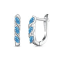 Women's 925 silver blue zircon symmetrical earrings, platinum blue diamond colour, 3 x 14 x 15mm, one pair