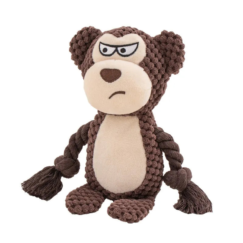 Plush and cotton rope interactive tug of war dog toy in hippo design