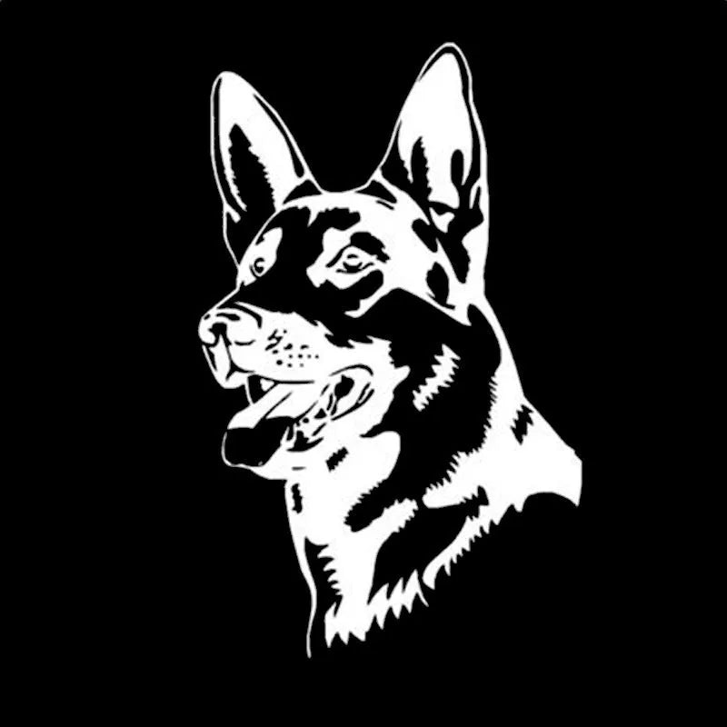 Reflective Alsace Shepherd hunting dog car bumper sticker, 13cm by 8cm