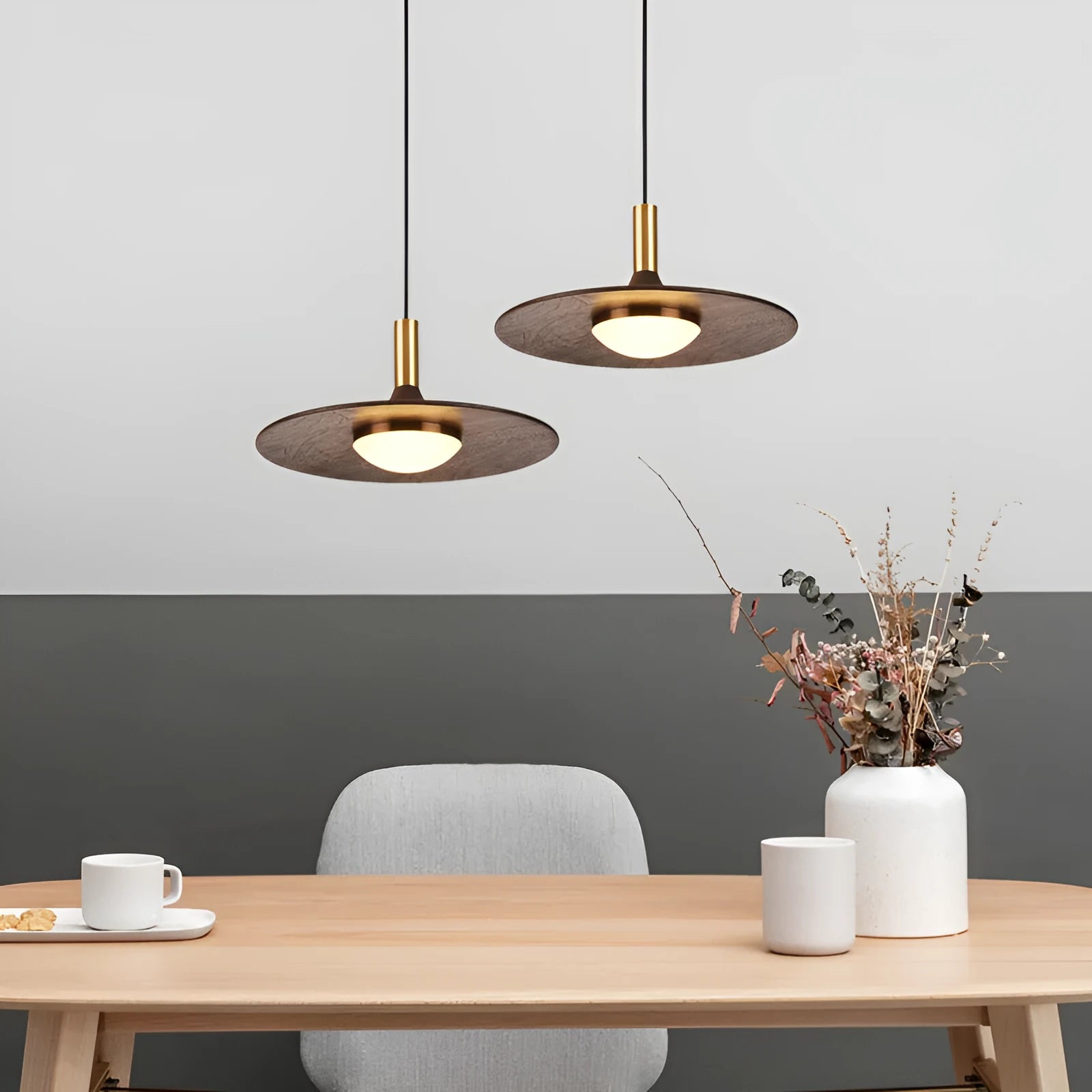 New Chinese style bar wall light made of solid walnut wood with copper finish, fish line chandelier shape.