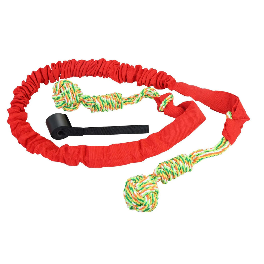 Woven cotton dog tug-of-war rope toy shown in grey, suitable for interactive play.