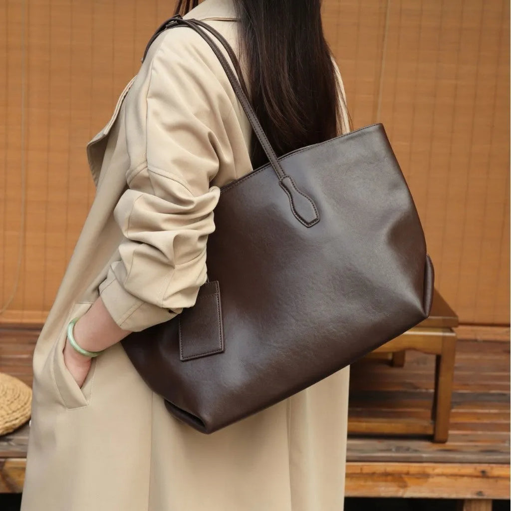Women's top grain leather crossbody handbag, 35x17x30cm horizontal square shape, zippered, available in four colours