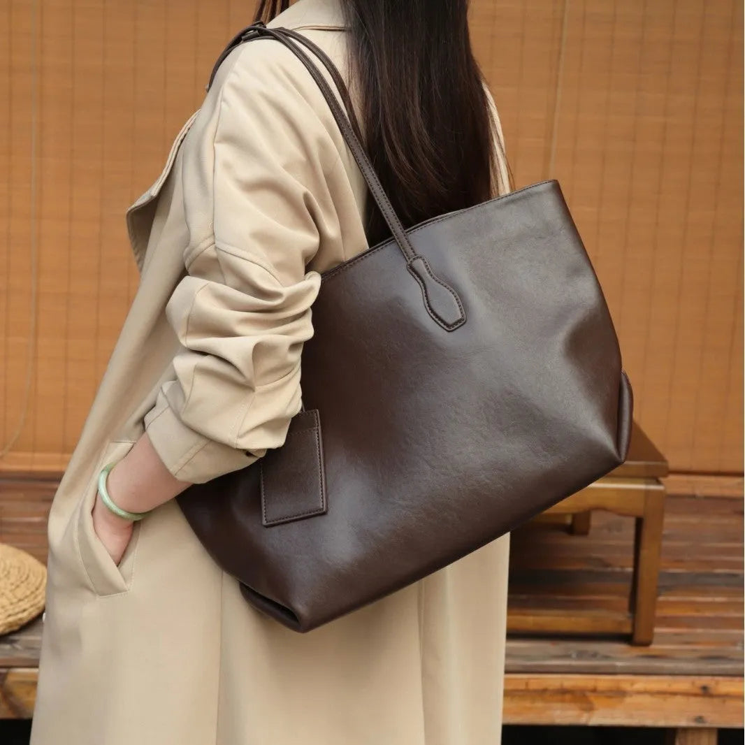 Women's top grain leather crossbody handbag, 35x17x30cm horizontal square shape, zippered, available in four colours