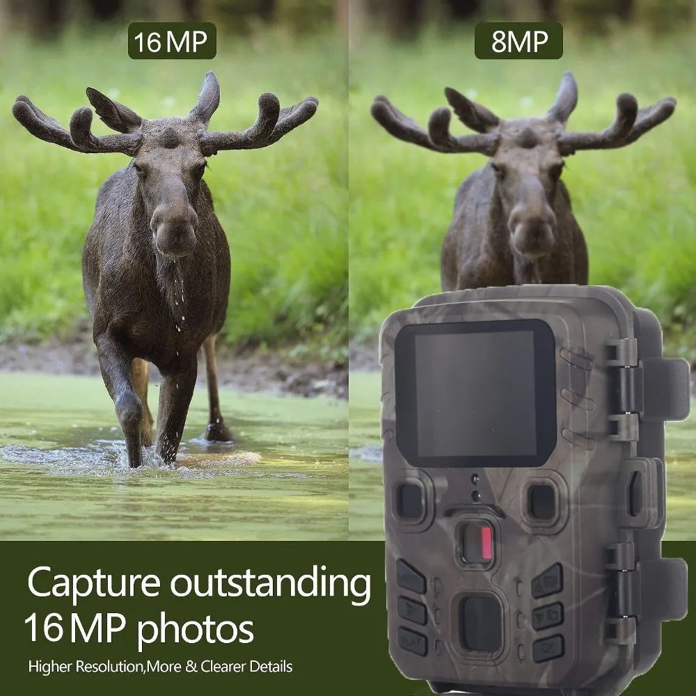 Black plastic infrared night vision monitoring device on a colour box with accessories.