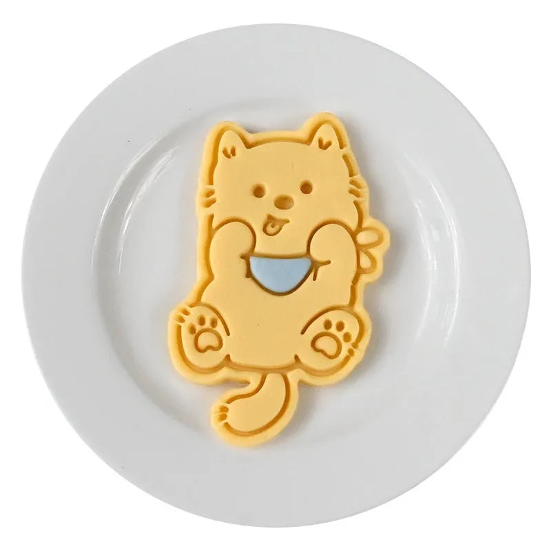 Three-dimensional puppy cartoon biscuit mould with birthday hat design for baking dog-themed cookies