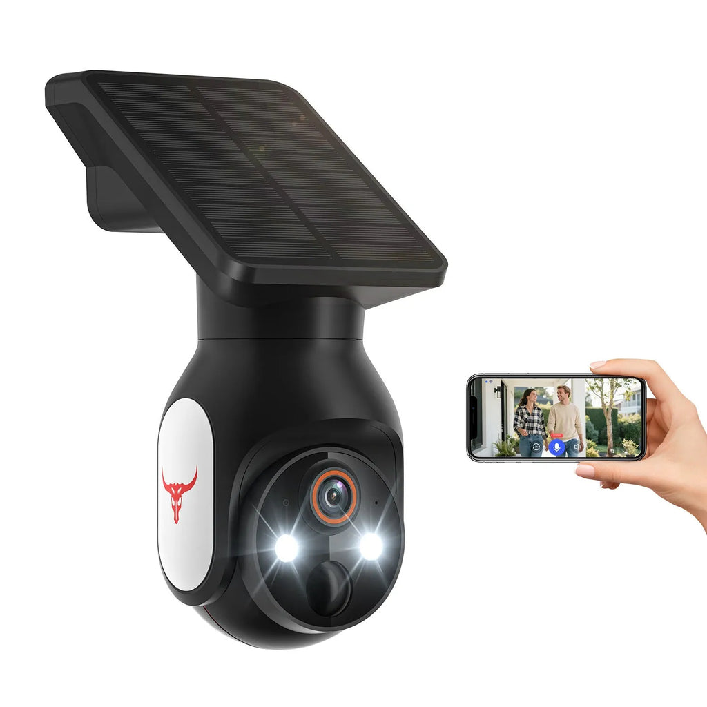 Wireless solar battery dome camera 1080p ABS plastic black outdoor home security