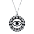 Copper devil's eye pendant necklace with a cross chain for women.