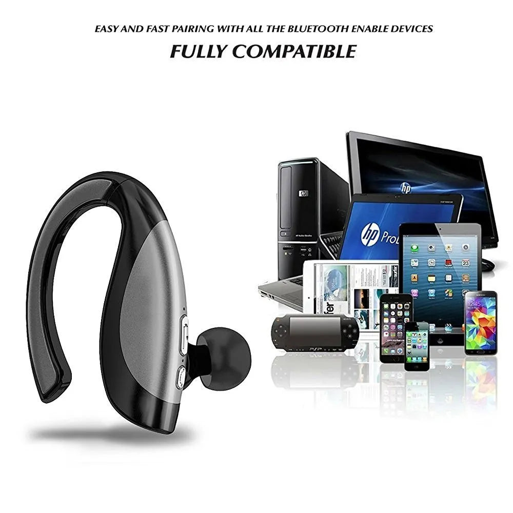 Arealer X16 wireless Bluetooth in-ear headphone with earhook in black on white background