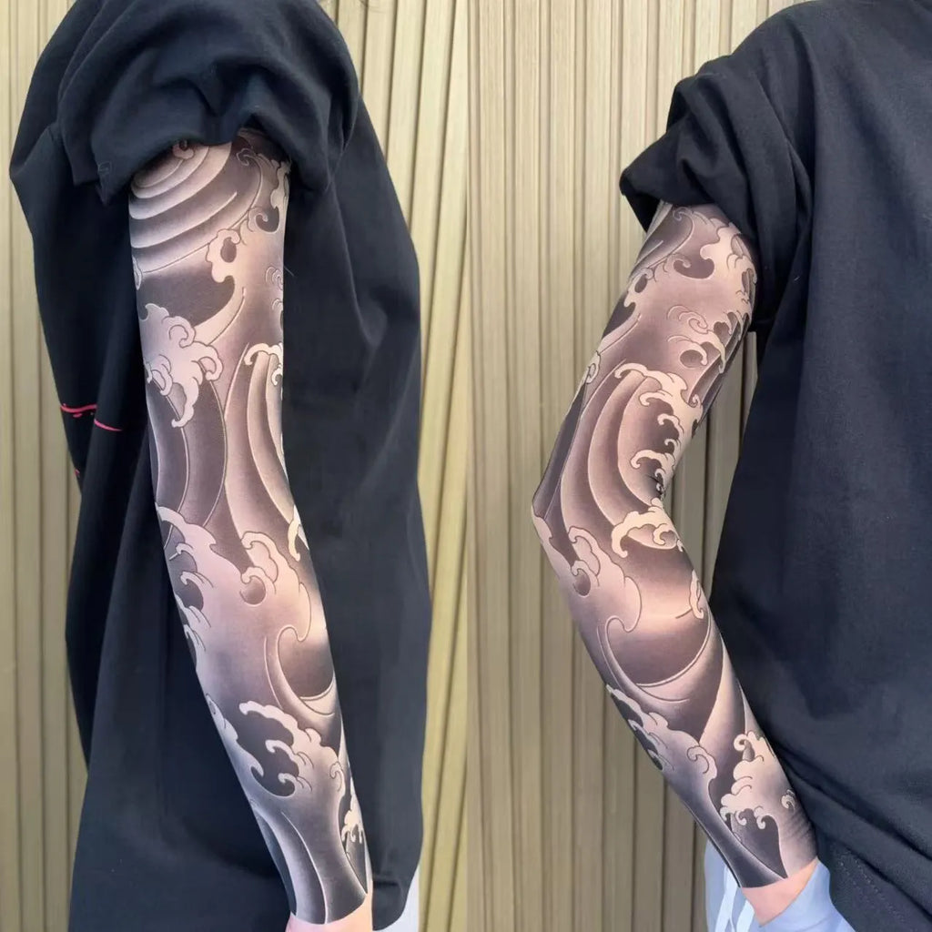 Unisex flower arm nylon sun protection ice sleeves in dragon pattern for outdoor use