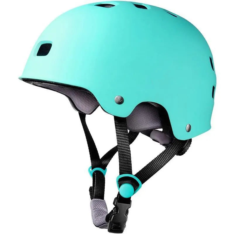 A children's skateboarding helmet shown in one of ten available colours, featuring an ABS plastic shell and EPS foam liner.