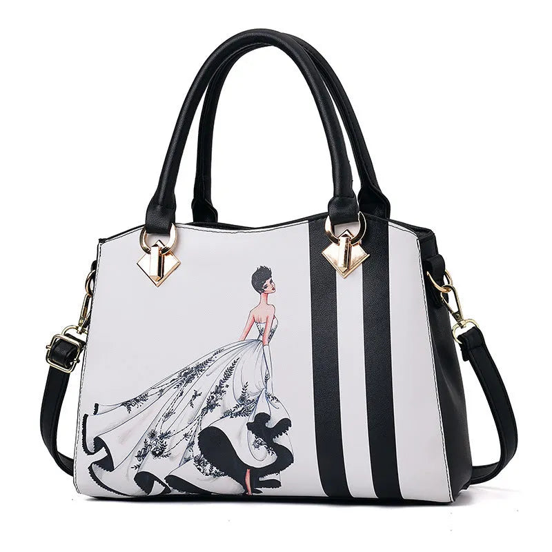 New fashion Korean-style PU shoulder bag with multiple compartments in beige, 29x14x22 cm