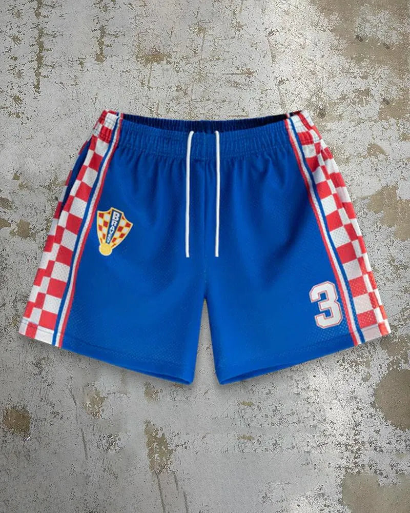 Men's loose fit beach shorts with digital print pattern in milk silk polyester fabric
