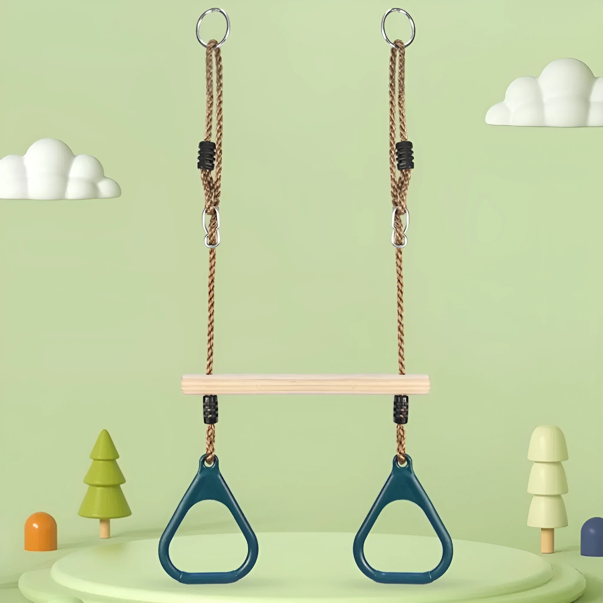 Children's horizontal bar wood plastic arm exercise equipment 57.5x169 cm 300 lbs load red green