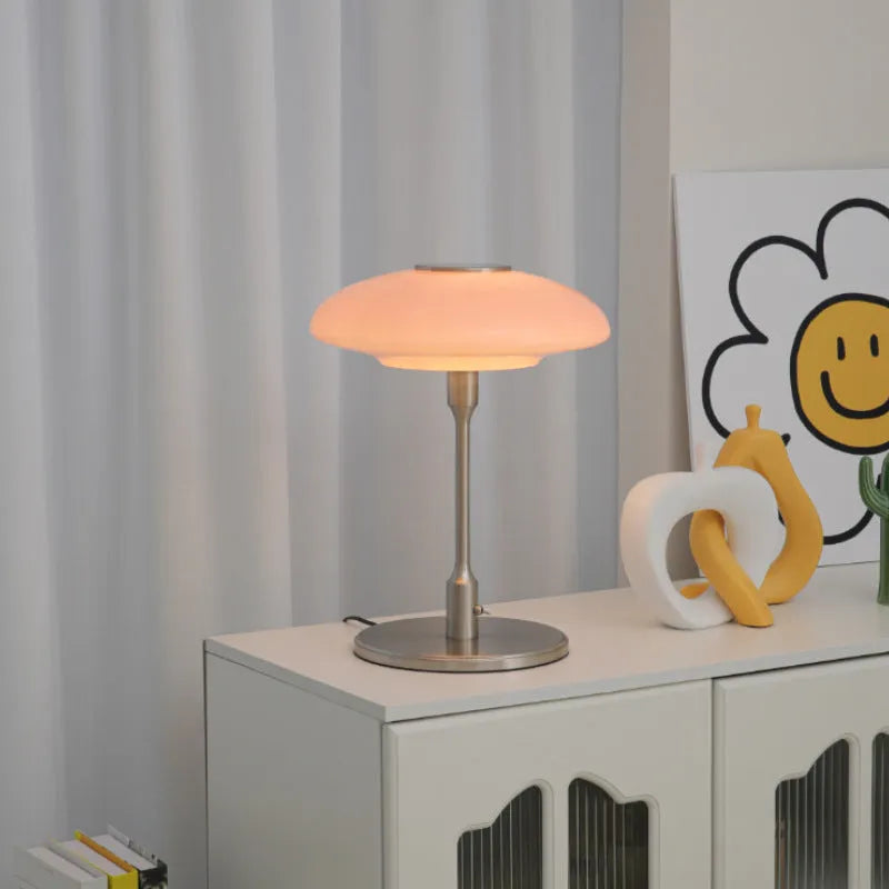 Vintage Korean style bedside ambient light with a nickel-plated metal lamp holder.