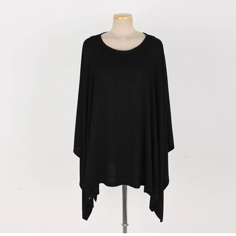 Lightweight nursing cover in black with adjustable strap for breastfeeding mums