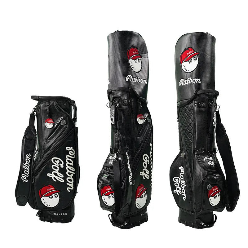 Waterproof leather golf bracket ball bag, 9 by 35 inches, in white, black, dark brown, or dark green