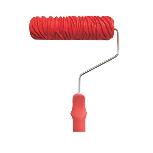 7 inch red texture paint embossing roller for creating relief patterns on walls