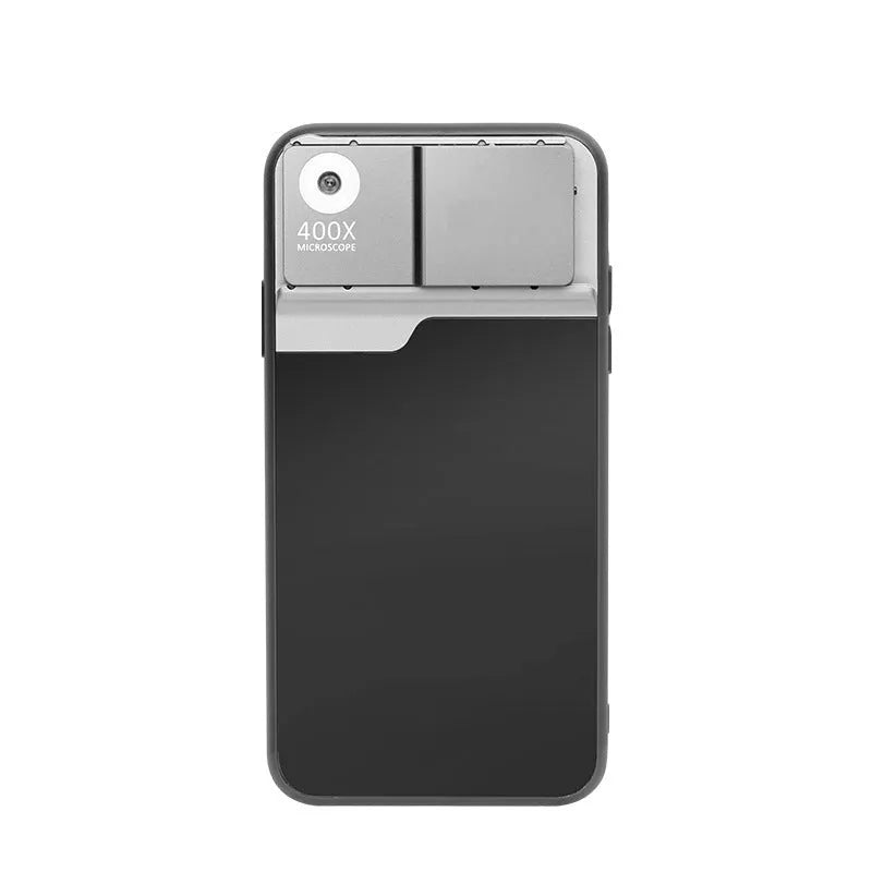Black silver mobile phone microscope lens with aluminium alloy and TPU shell for iPhone compatibility