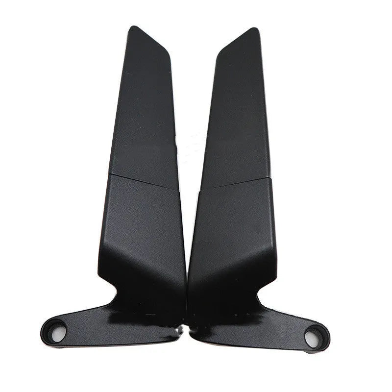 Black universal motorcycle rearview mirror pair with aluminium alloy stem and glass reflector