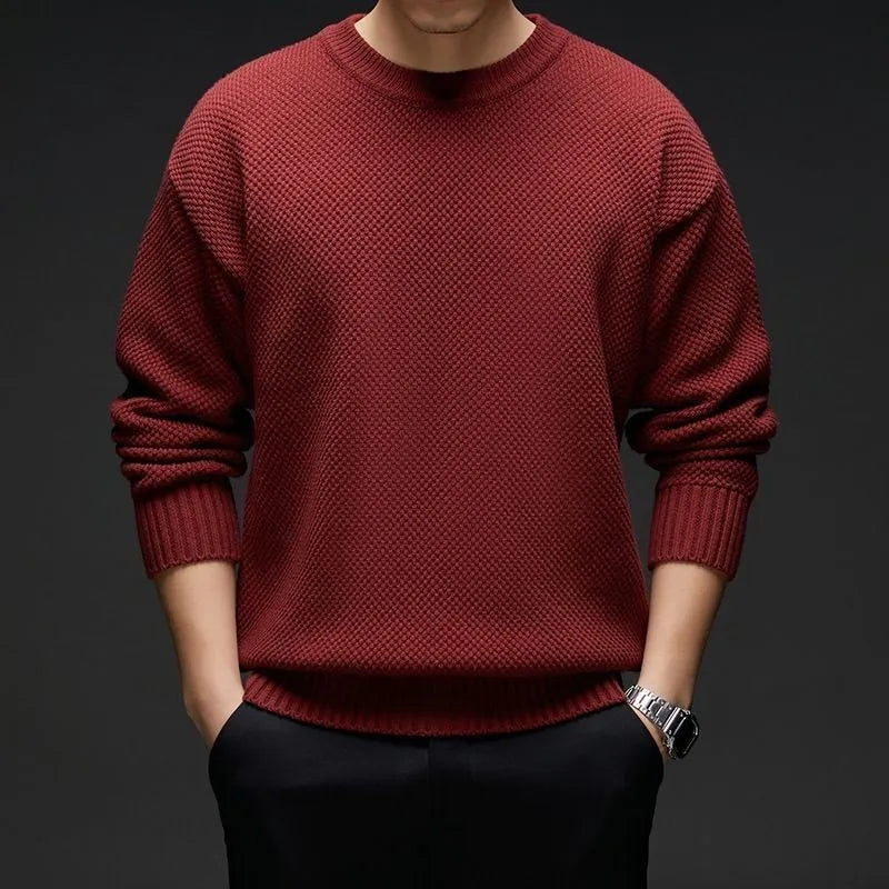 Ankela red low collar thickened polyester sweater for women, sizes M to 5XL