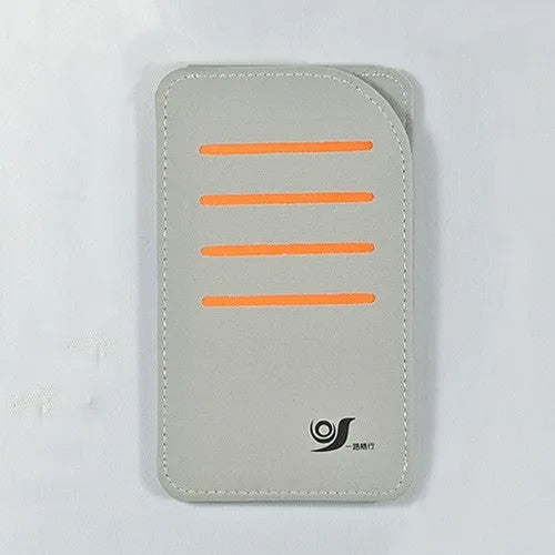 Set of grey car sun visor panels next to a vehicle-mounted storage bag.