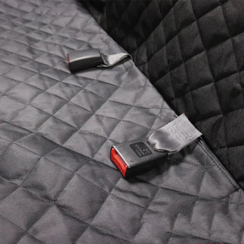 Black rear two-seater car pet mat 137x147cm with central isolation net and 600D Oxford cloth for large dogs