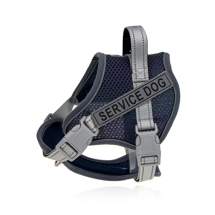 Colourful reflective pet harness with anti-strangulation design in polyester material