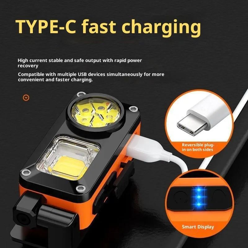 Waterproof rechargeable multi-functional sensor headlight for outdoor activities on a person's head