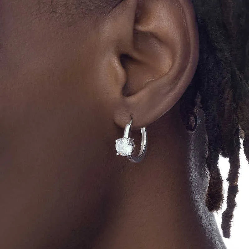 S925 sterling silver earrings with white zirconium, 20mm outer ring, silver colour, single and pair options