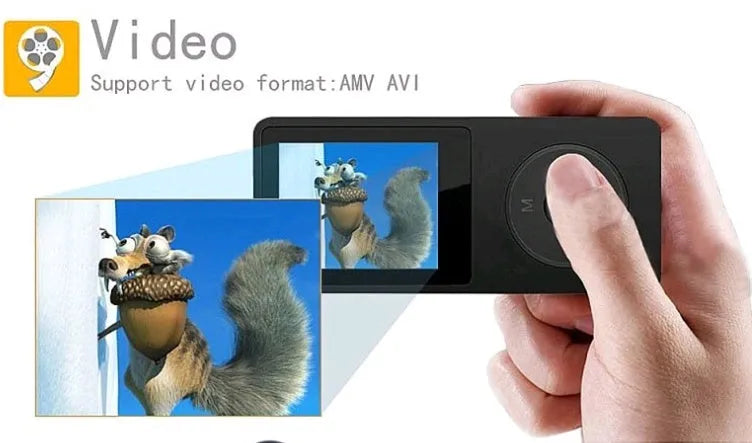 A compact 1.8-inch screen MP4 player in various colours, showing its size and display.