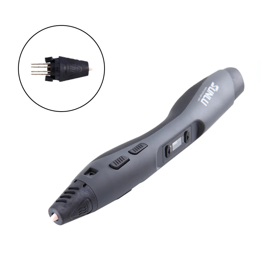 Plastic 3D printing pen 180mm in black colour for handheld 3D painting and graffiti