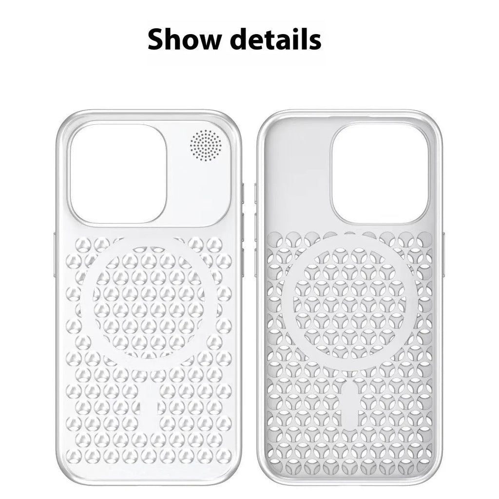 Electroplating magnetic suction heat dissipation aromatherapy phone case for iPhone 15 Pro and 15 Pro Max in Titanium Black