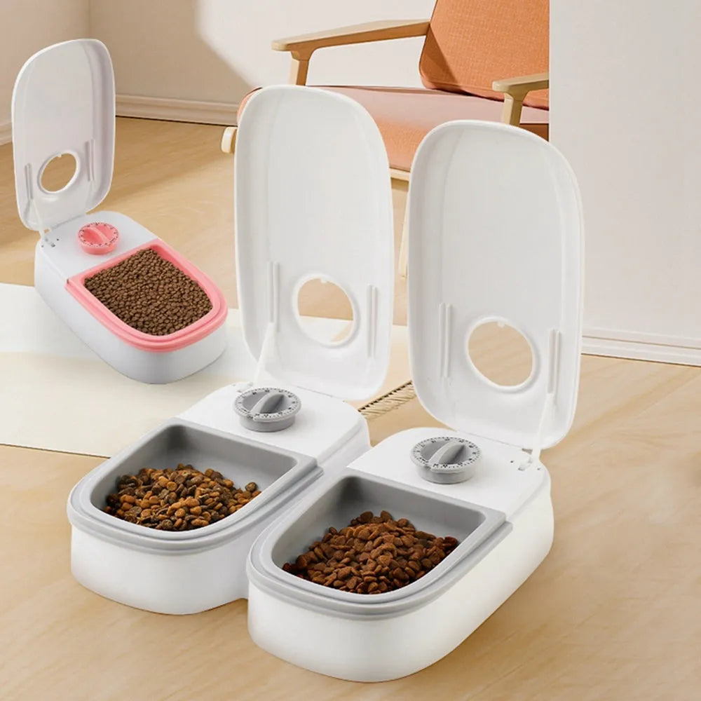 2-in-1 gravity pet feeder and water dispenser for cats and dogs, plastic, pink colour, single meal size