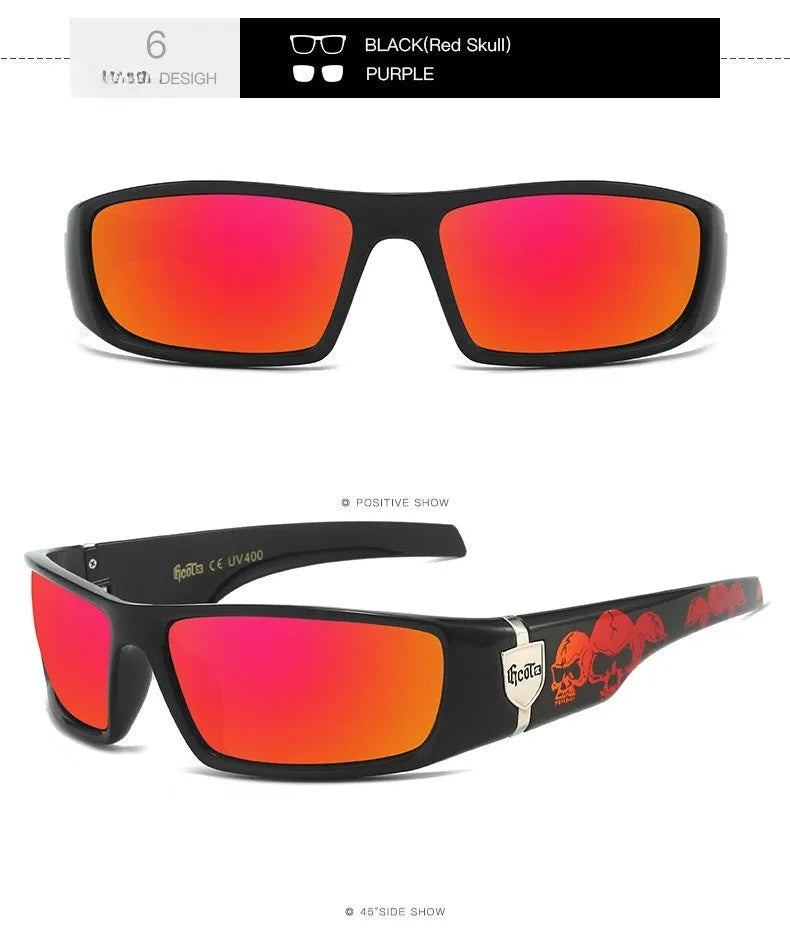 Bandit style hip hop sunglasses model G613 with box frame and polarised PC lenses in various colours