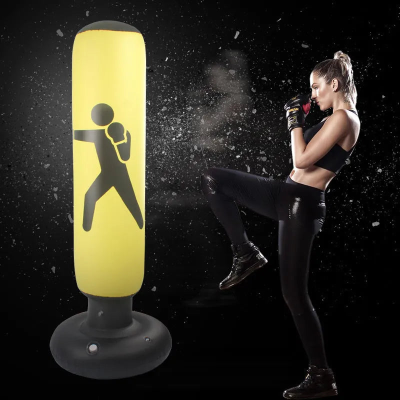 Children's inflatable PVC boxing column, available in 1.45m to 1.6m heights, free-standing vertical training target.