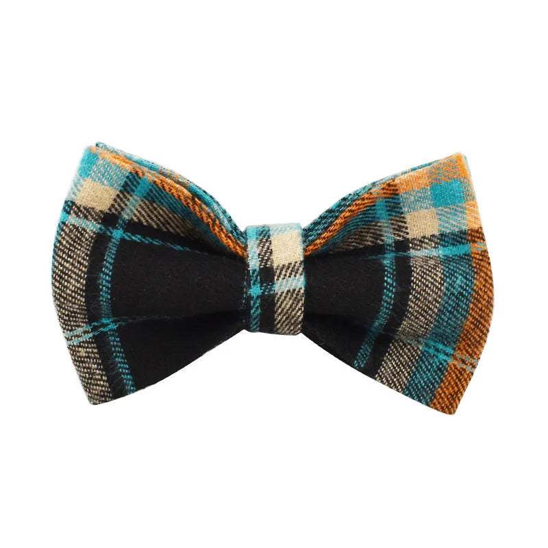Green retro dog collar set with matching leash, bow, and vest on white background