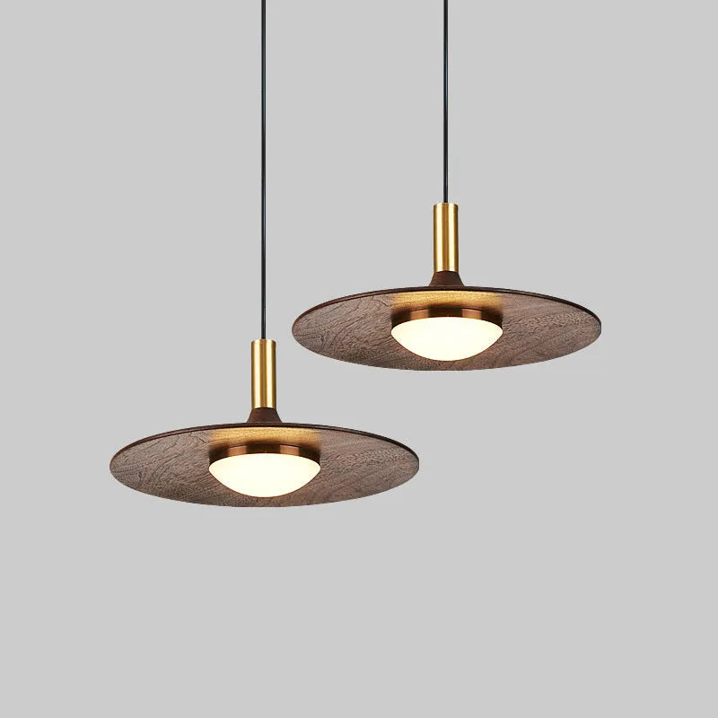 New Chinese style bar wall light made of solid walnut wood with copper finish, fish line chandelier shape.