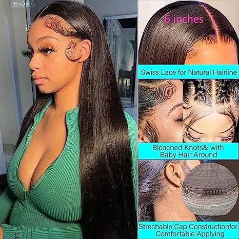 Front lace human hair wig in lengths from 12 to 32 inches, hot dyeable and suitable for any skin colour, with wig cover