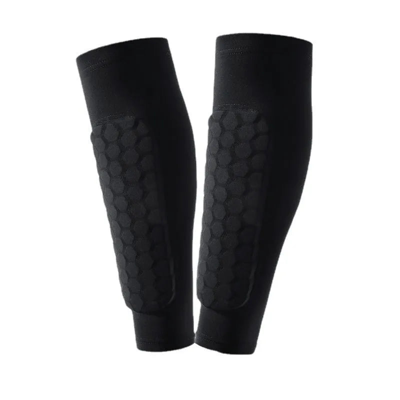 Nylon honeycomb anti-collision leg protector in orange for outdoor sports, size M available