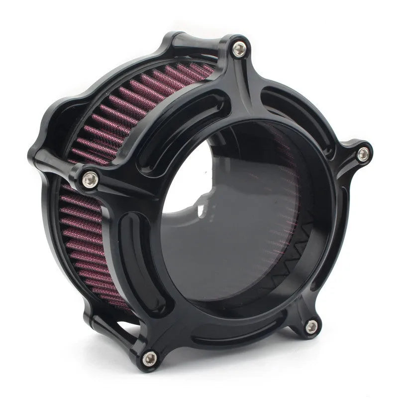 300mm diameter aluminium car air filter housing and cartridge in multiple colour options including electroplated red