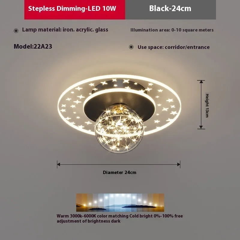 Modern ceiling lamp with three-colour LED lighting for corridors and hallways