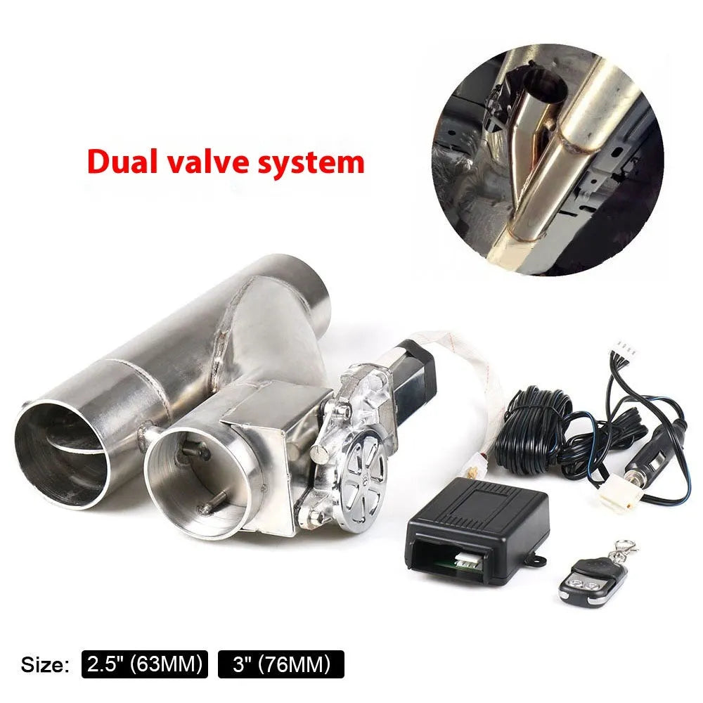 Silver stainless steel electronic control double valve exhaust pipe for car modification, 2-3 inch diameter options