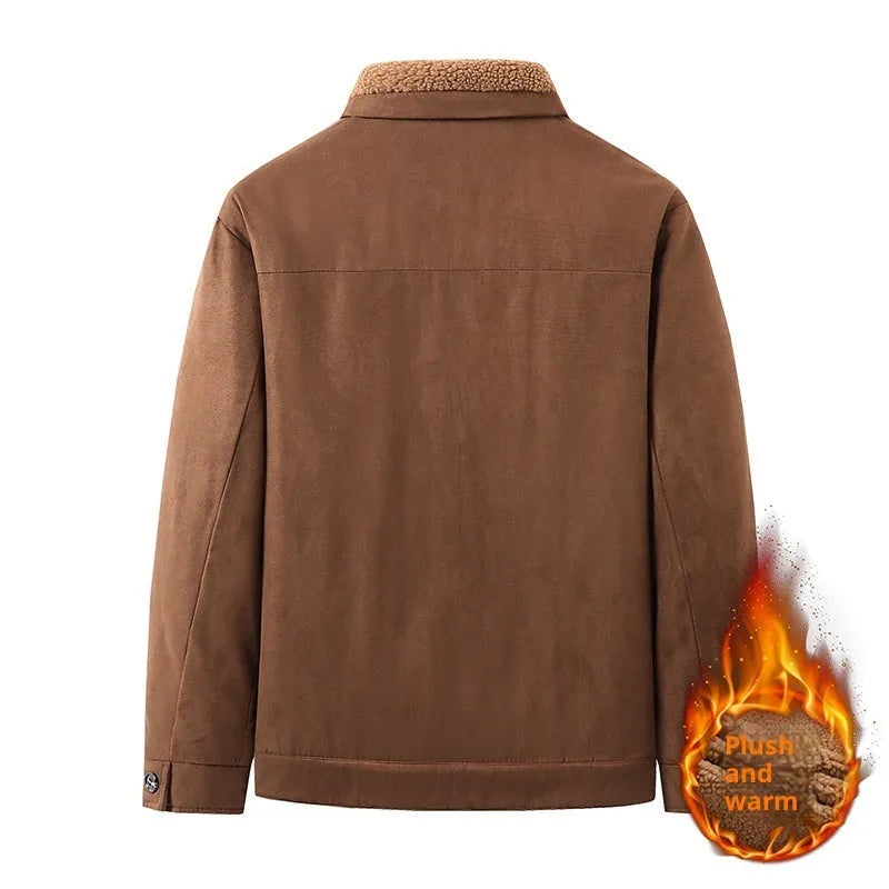 Men's winter coat in solid colour, cotton padded polyester jacket available in dark gray, black, and brown, sizes M to 5XL