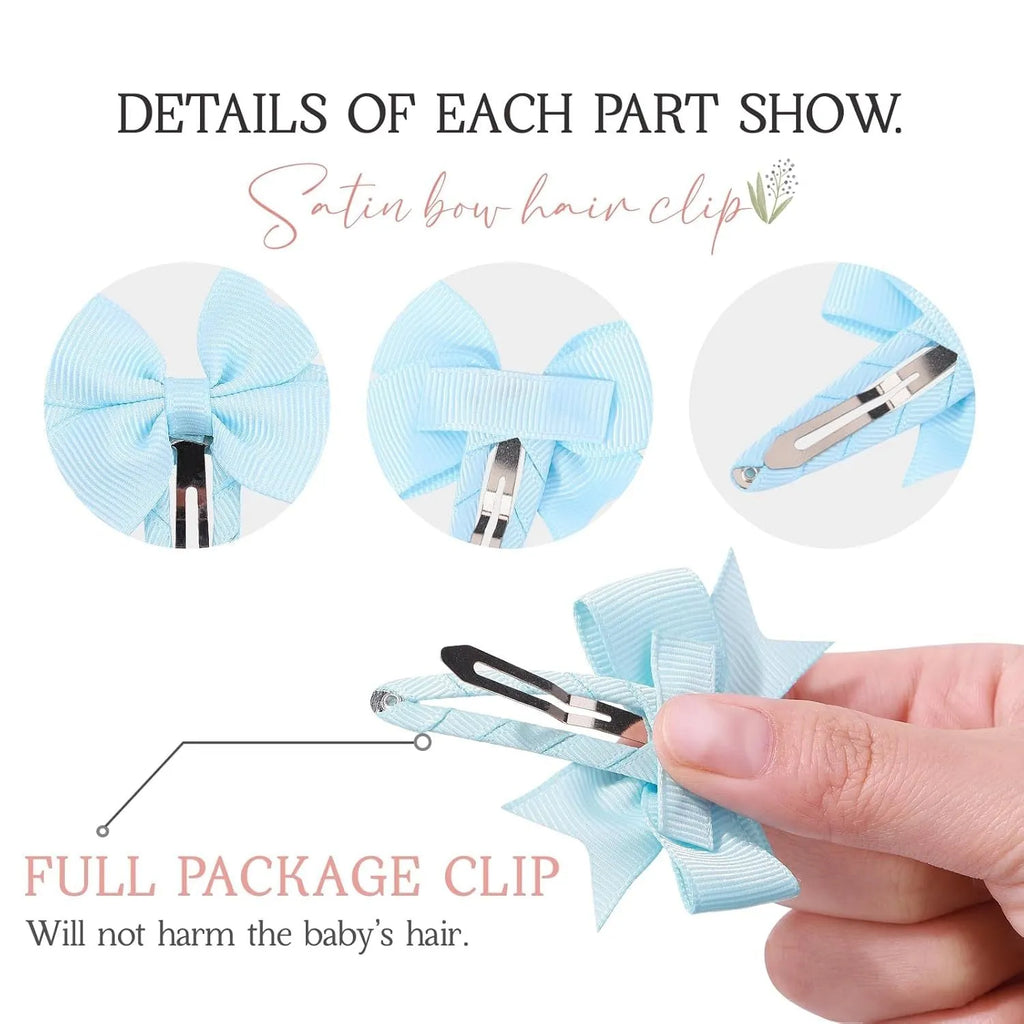 40 multicolour snap hair bow clips with grosgrain ribbon pinwheel design for girls babies toddlers