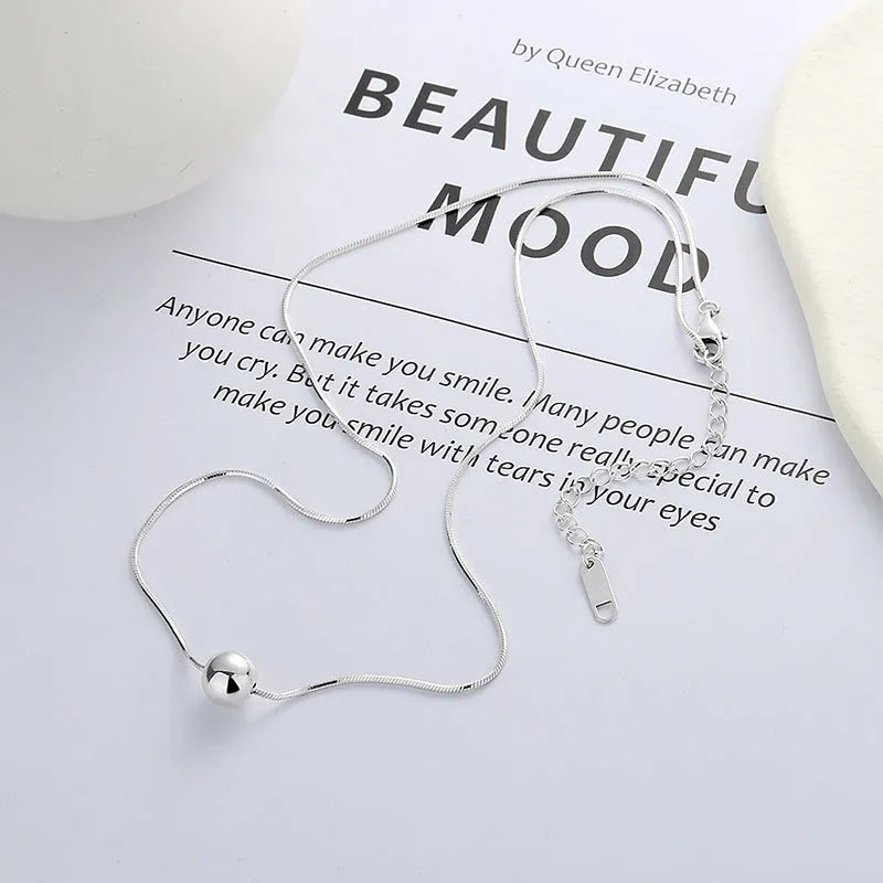 925 sterling silver clavicle chain necklace with small balls pendant in YFL376 colour