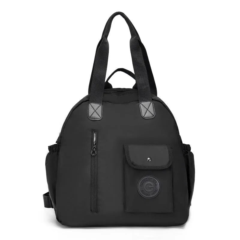 Large green letters nylon outdoor backpack with external sandwich pockets