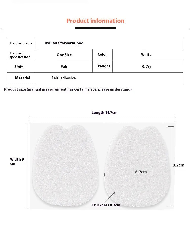 White thin felt anti-wear shoe tongue sticker for front palm protection.
