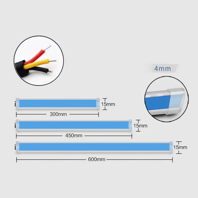 Flexible silicone car LED daytime running light strip with flowing turn signal function.
